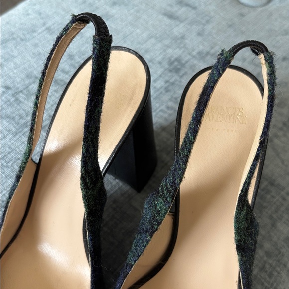 Frances Valentine Sandy Slingback Pumps in Blue/Green Plaid - Picture 6 of 7